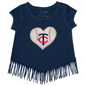 Minnesota Twins Stitched Heart Fringe Tee - Tiny Turnip