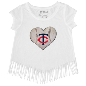 Minnesota Twins Stitched Heart Fringe Tee - Tiny Turnip