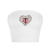 Minnesota Twins Stitched Heart Crop Tube Top - Tiny Turnip
