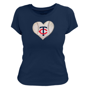 Minnesota Twins Stitched Heart Women's Tee Shirt - Tiny Turnip