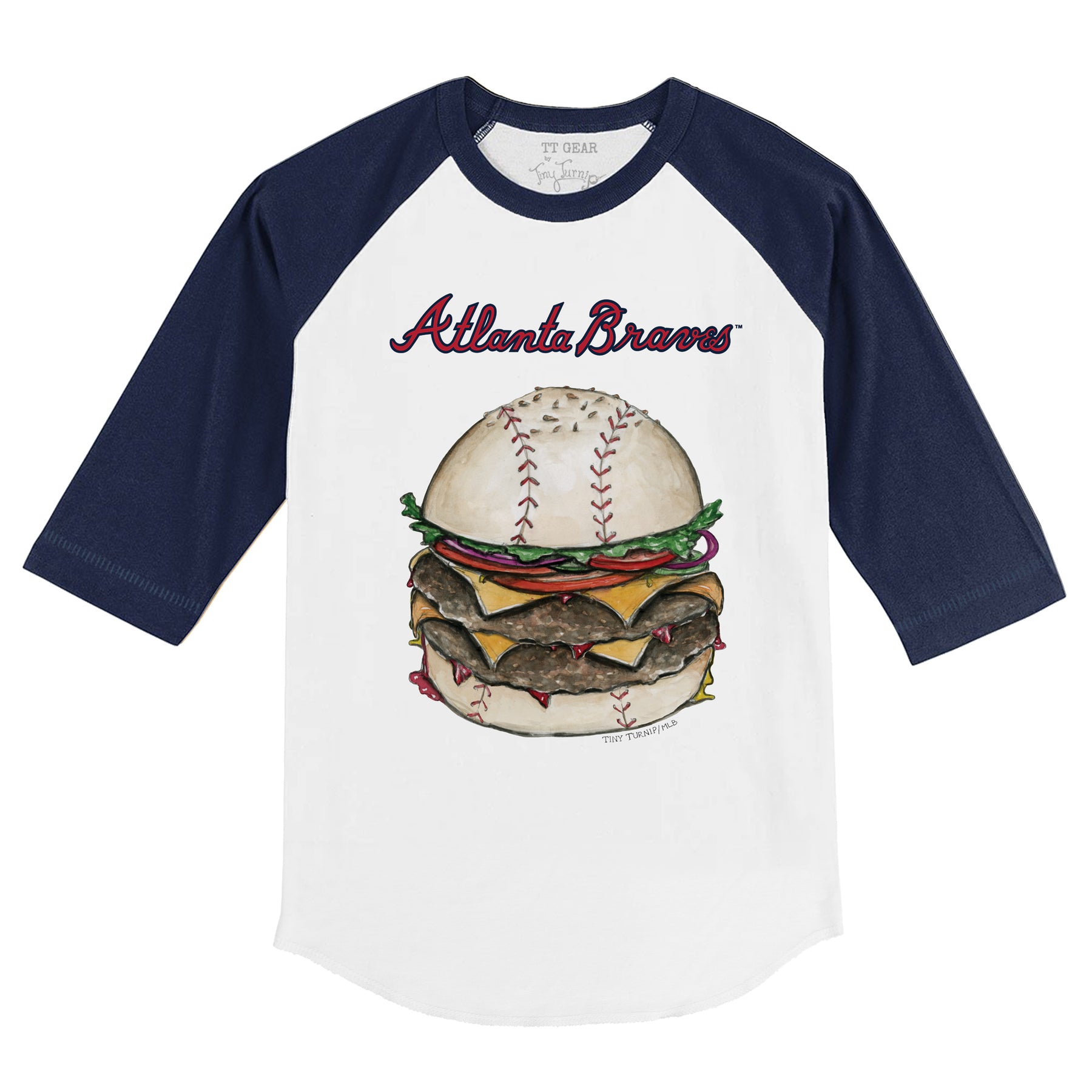 Atlanta Braves Burger 3/4 Navy Sleeve Raglan