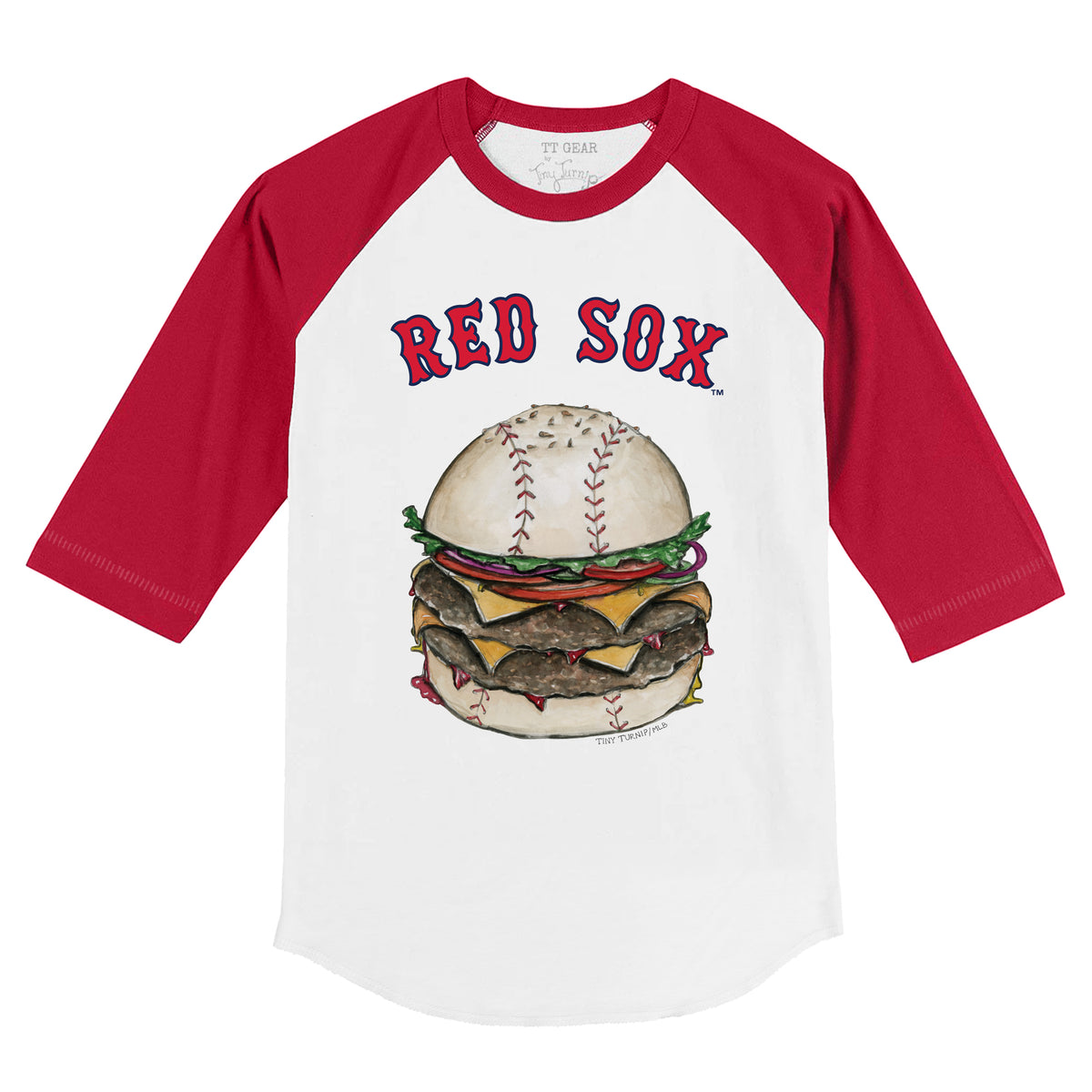 Boston Red Sox Burger 3/4 Red Sleeve Raglan