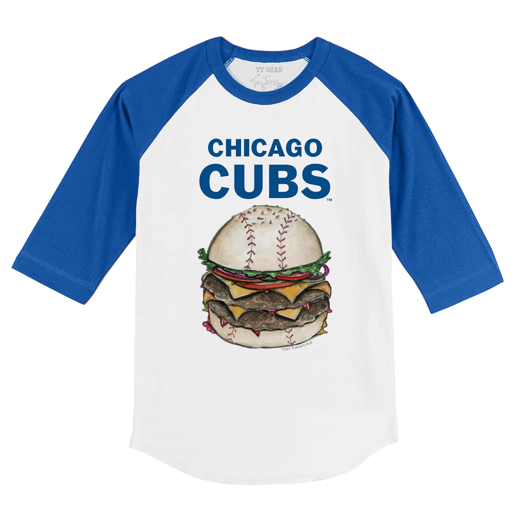 Chicago Cubs Burger 3/4 Royal Blue Sleeve Raglan