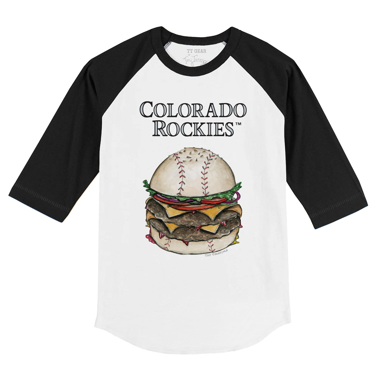 Colorado Rockies Burger 3/4 Black Sleeve Raglan