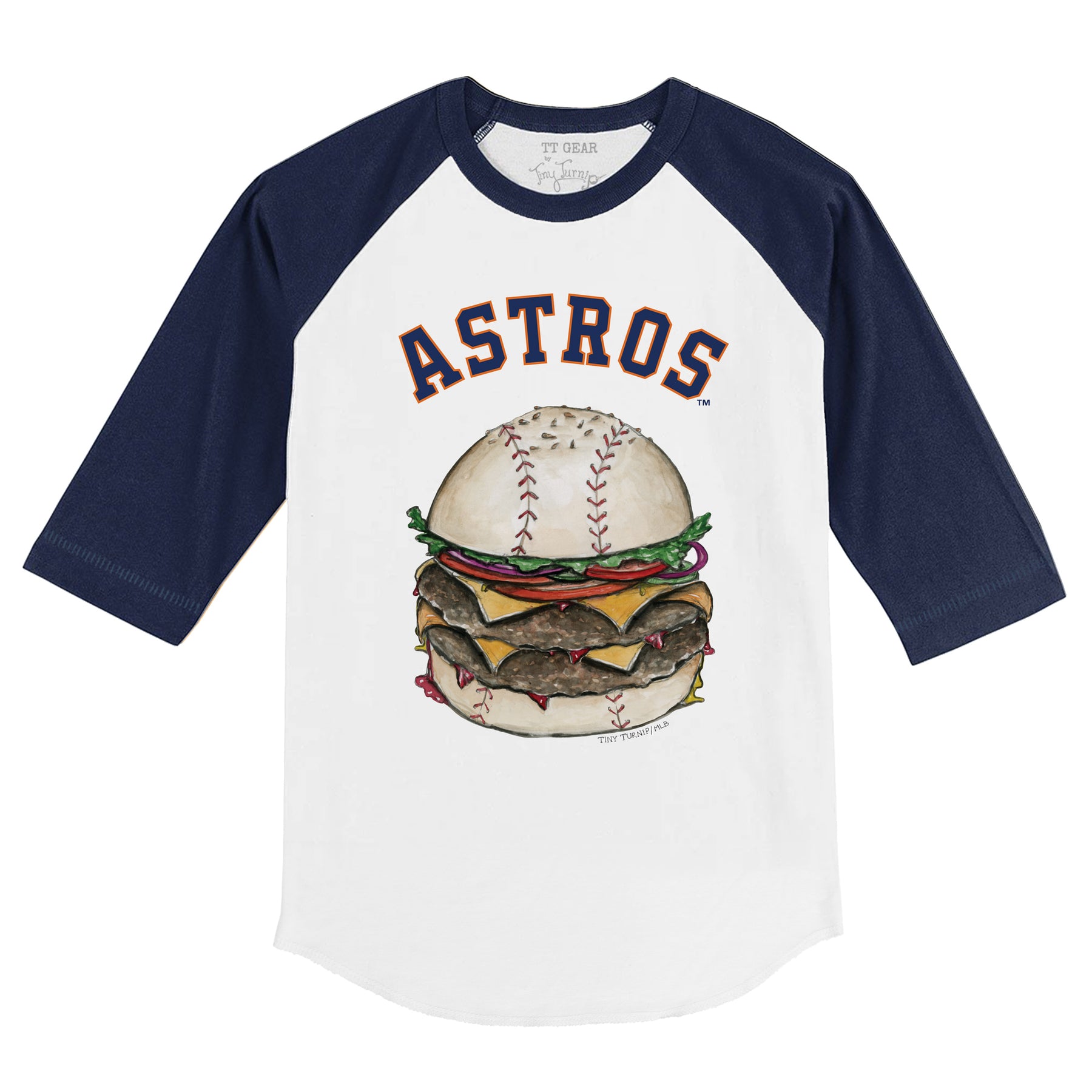 Houston Astros Burger 3/4 Navy Sleeve Raglan