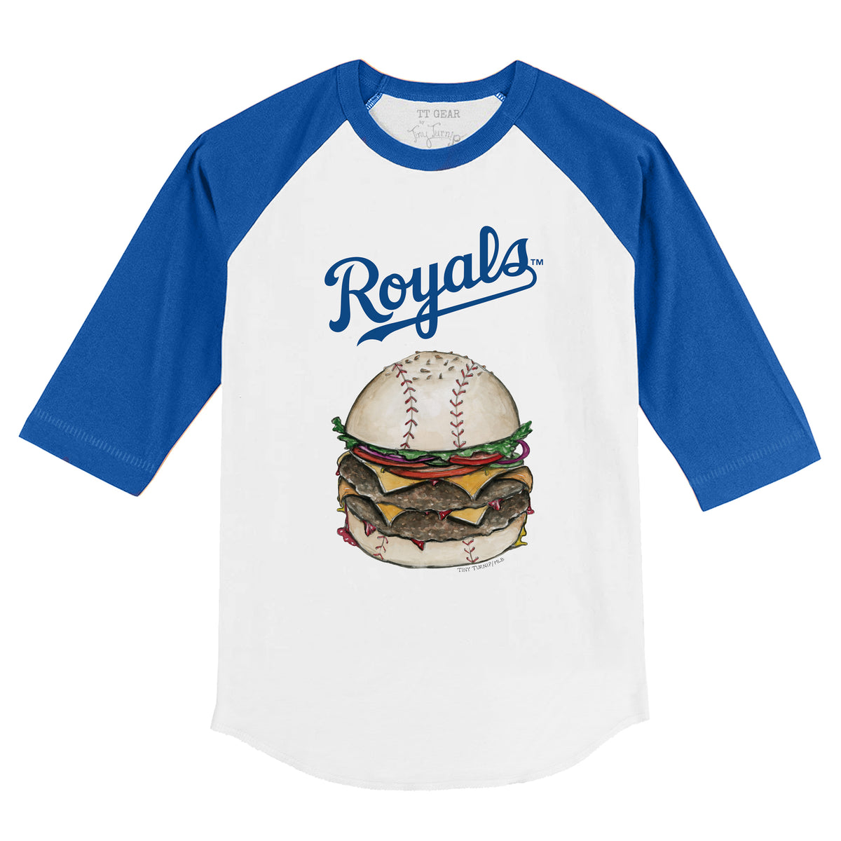 Kansas City Royals Burger 3/4 Royal Blue Sleeve Raglan