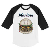 Miami Marlins Burger 3/4 Black Sleeve Raglan