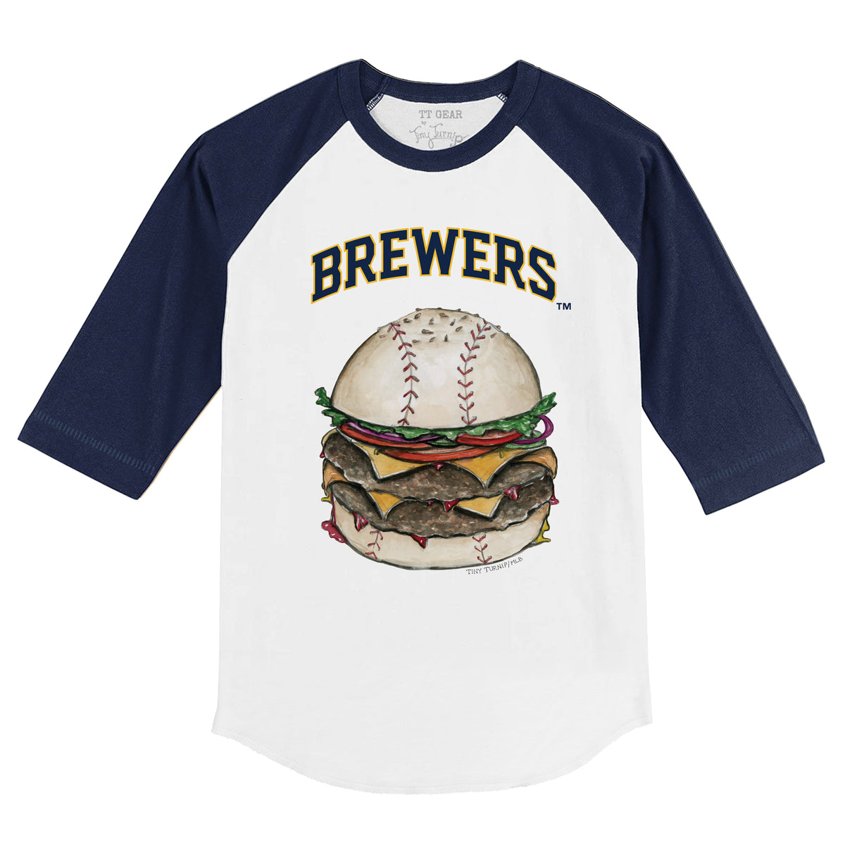 Milwaukee Brewers Burger 3/4 Navy Sleeve Raglan