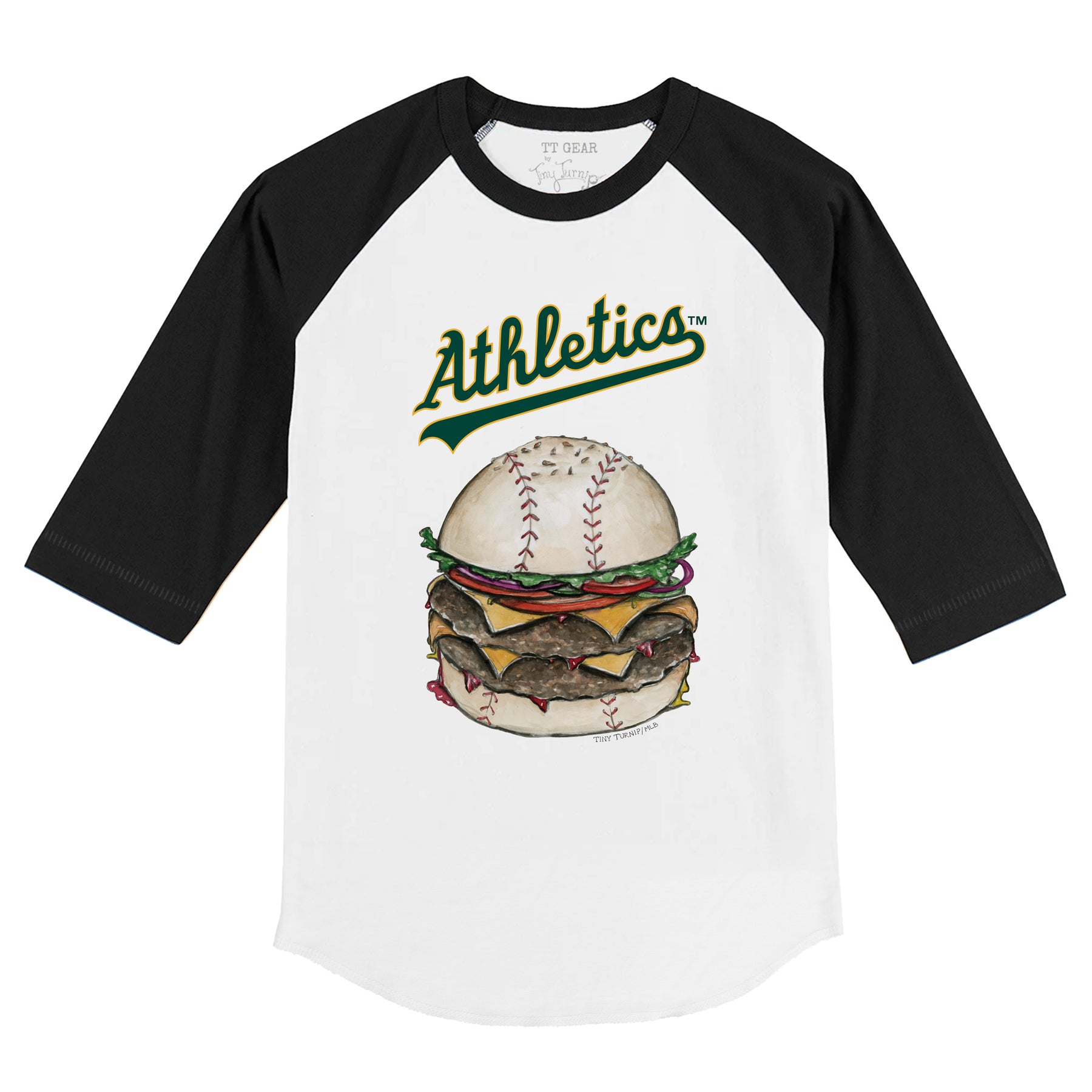 Oakland Athletics Burger 3/4 Black Sleeve Raglan