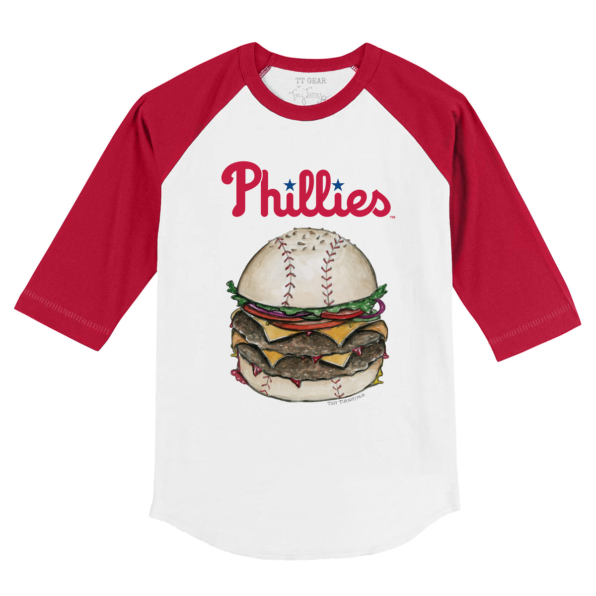 Philadelphia Phillies Burger 3/4 Red Sleeve Raglan