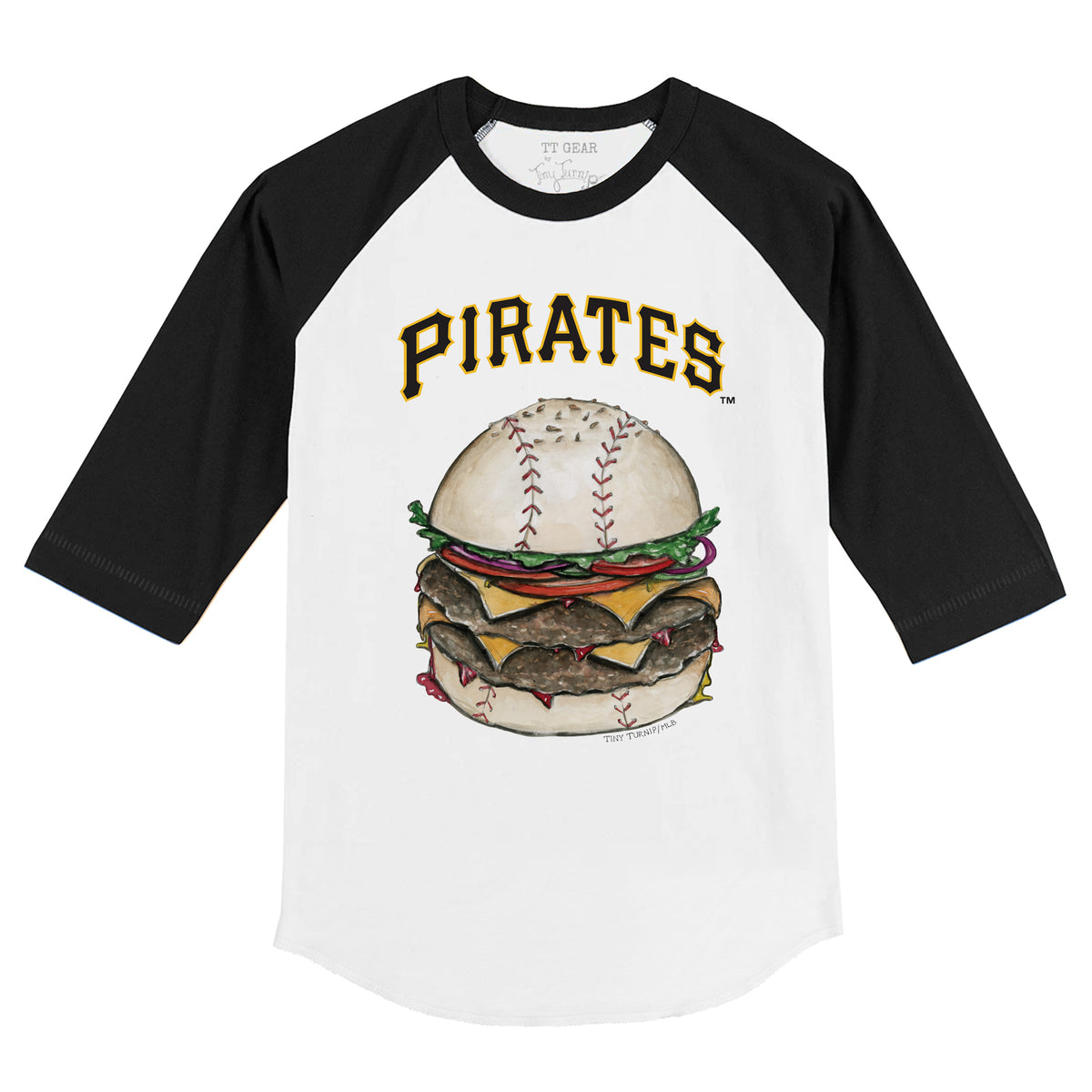 Pittsburgh Pirates Burger 3/4 Black Sleeve Raglan