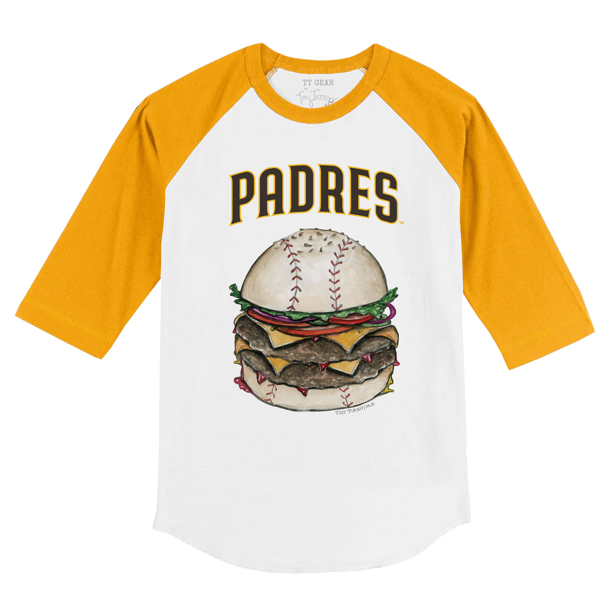 San Diego Padres Burger 3/4 Gold Sleeve Raglan