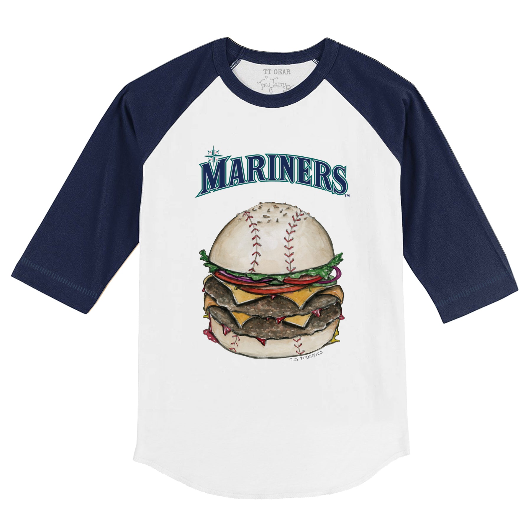 Seattle Mariners Burger 3/4 Navy Sleeve Raglan