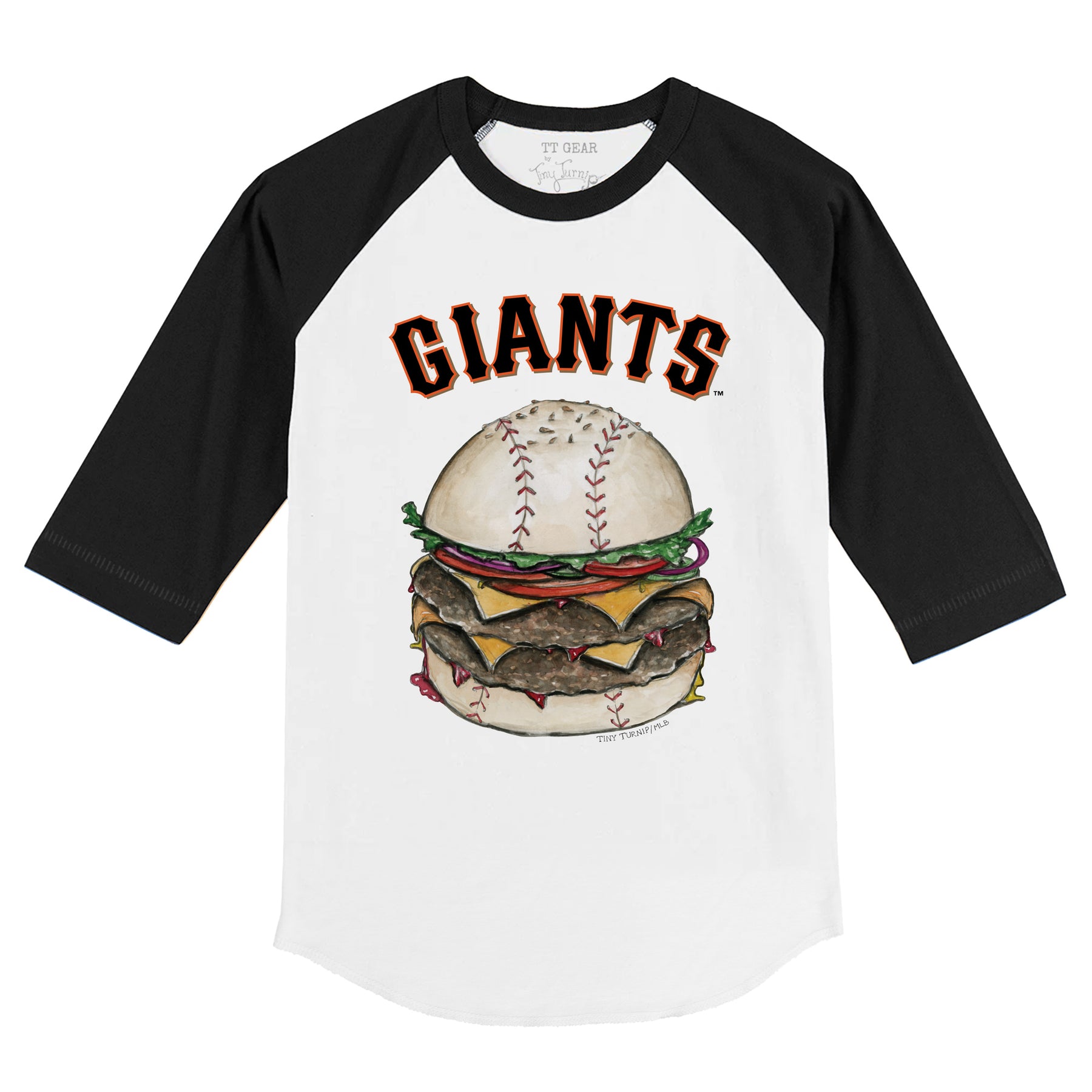 San Francisco Giants Burger 3/4 Black Sleeve Raglan