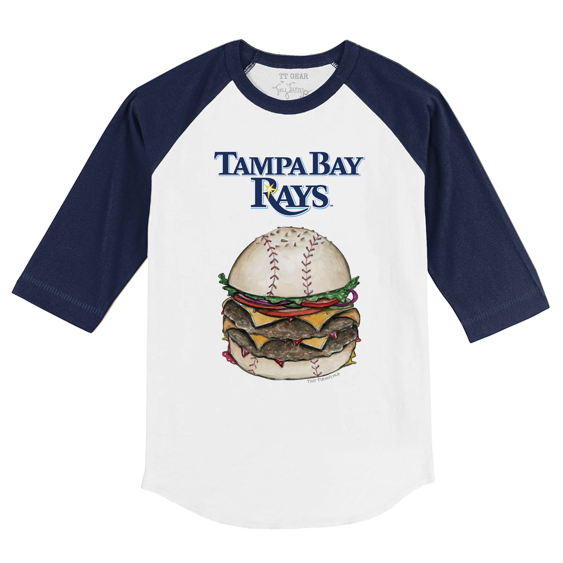 Tampa Bay Rays Burger 3/4 Navy Sleeve Raglan