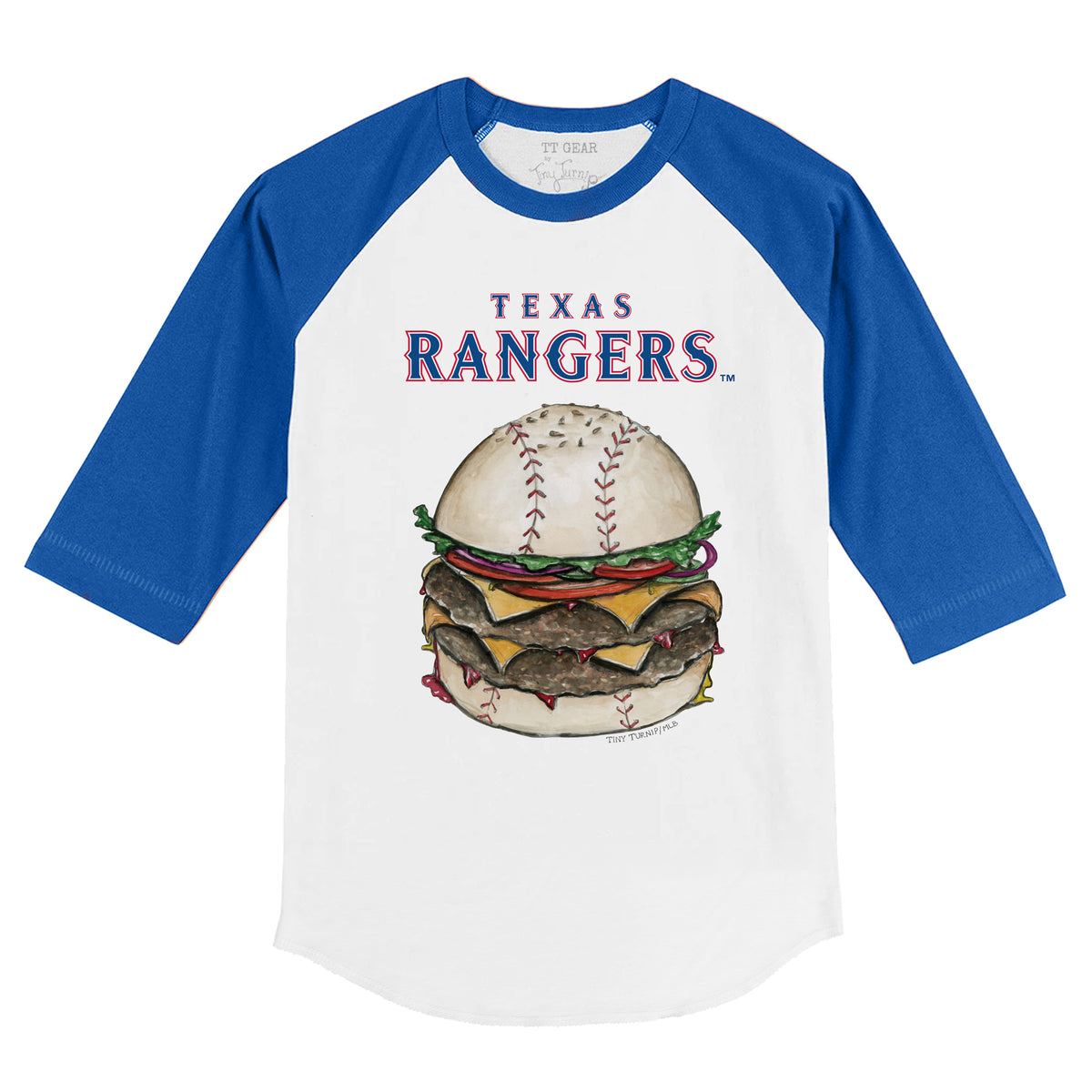 Texas Rangers Burger 3/4 Royal Blue Sleeve Raglan