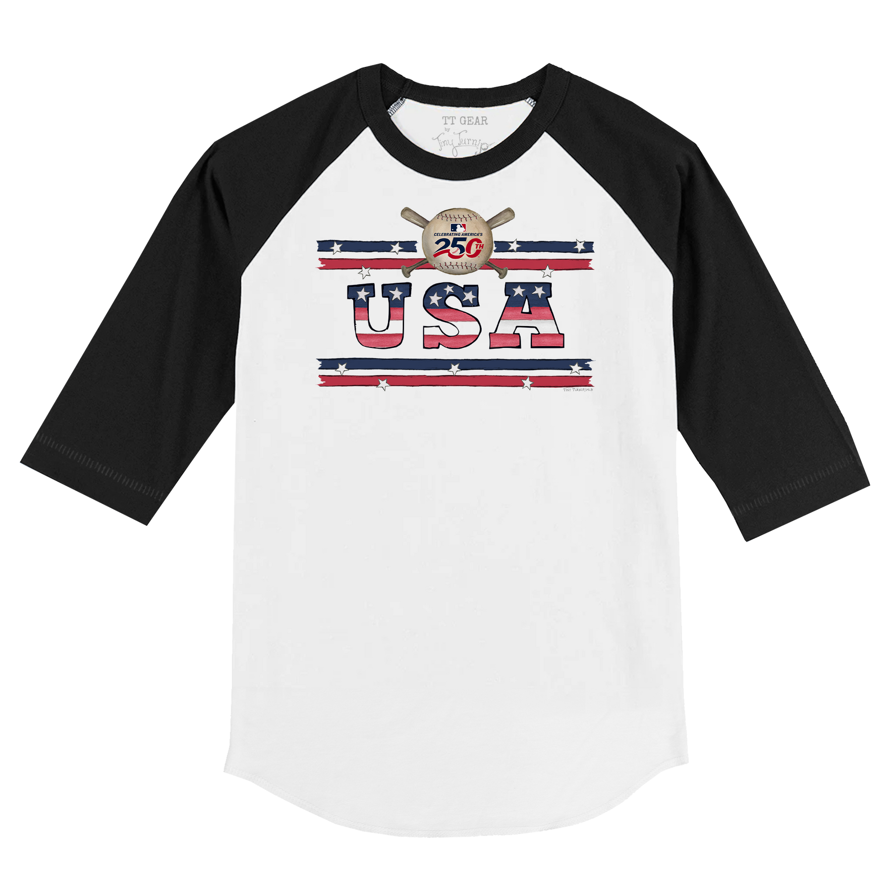 MLB USA 250 3/4 Black Sleeve Raglan