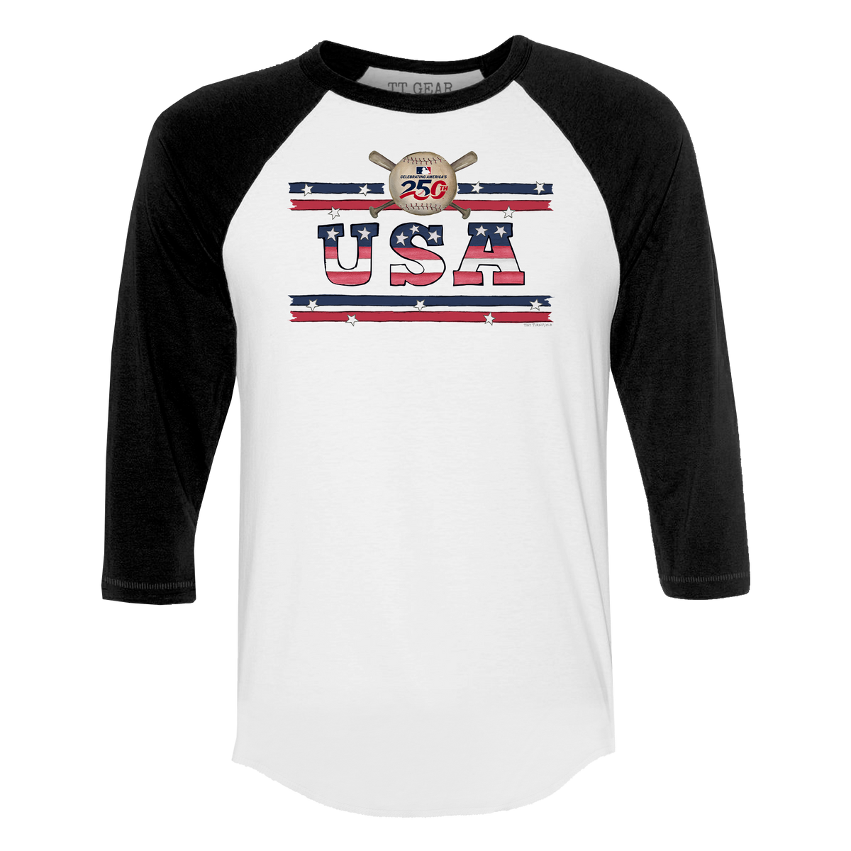 MLB USA 250 3/4 Black Sleeve Raglan
