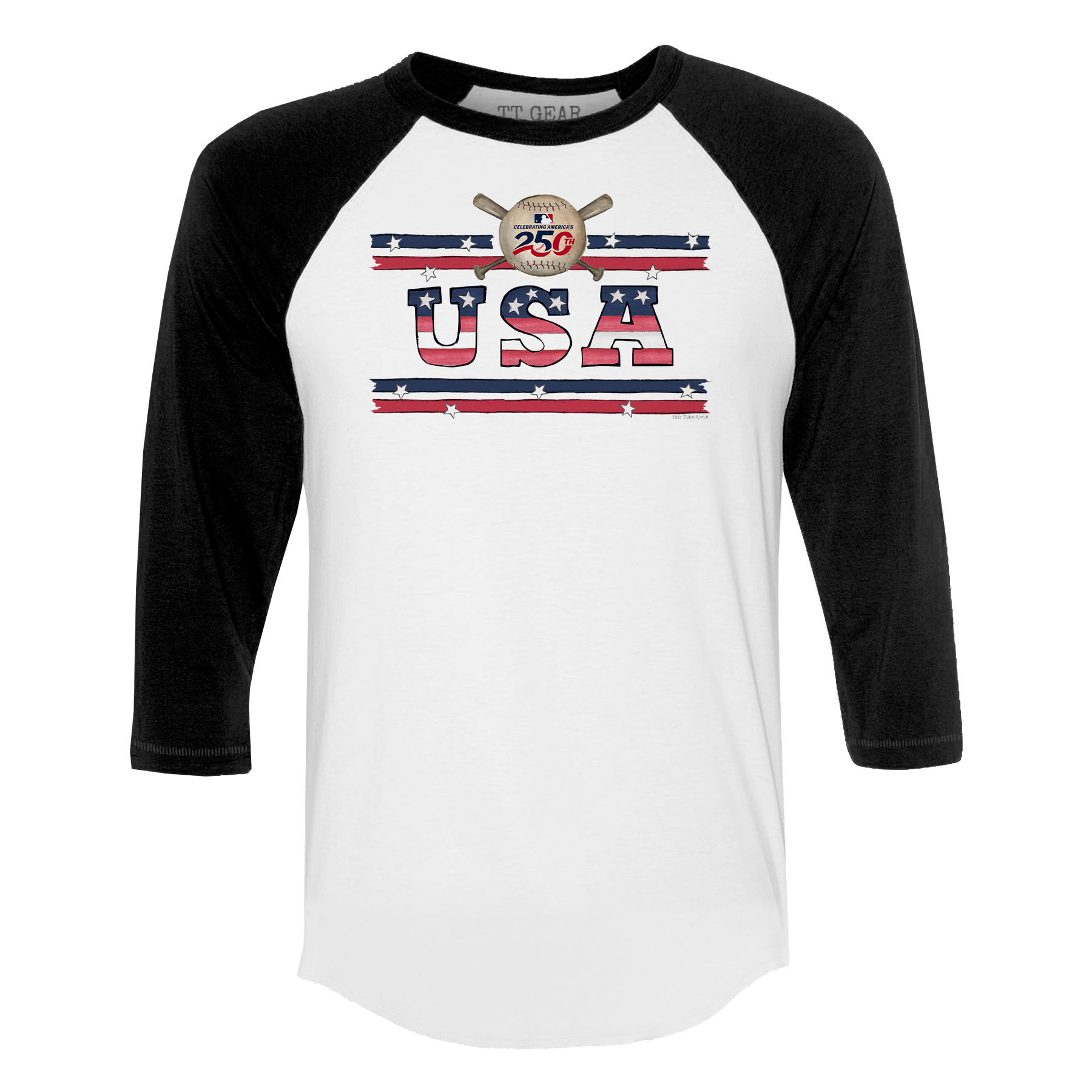 MLB USA 250 3/4 Black Sleeve Raglan