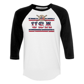 MLB USA 250 3/4 Black Sleeve Raglan