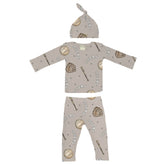 VIP  Bat, Ball and Glove w/ Name - Long Sleeve Layette Set - Tiny Turnip