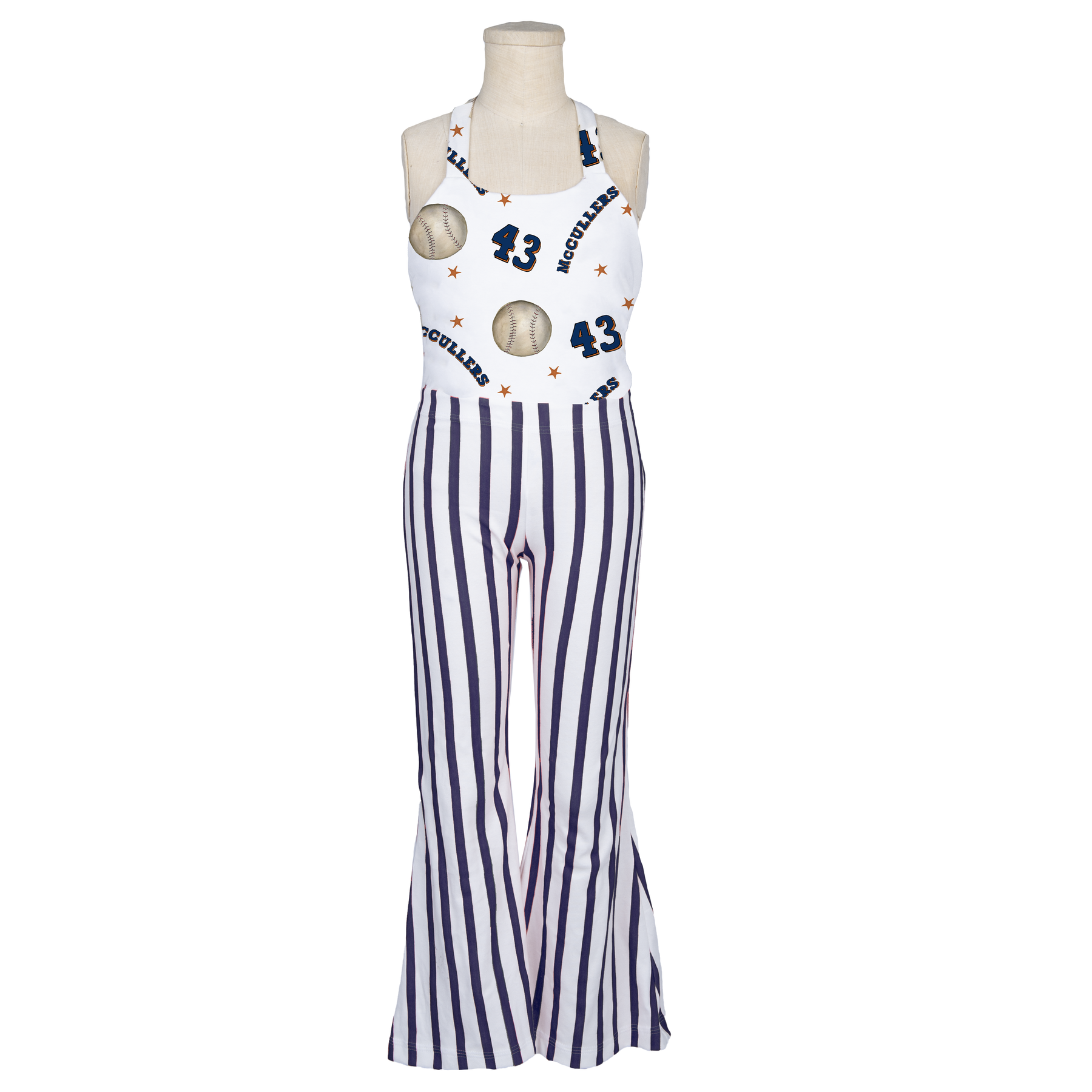 VIP Baseball w/ Name, Number - Kennedy Romper - Tiny Turnip