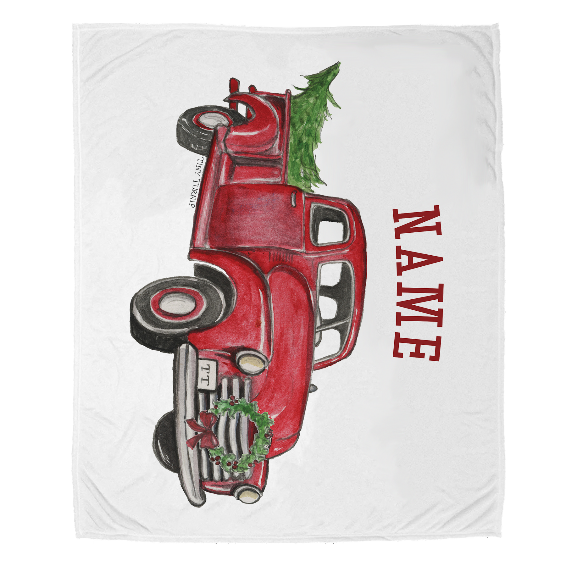 Vintage Christmas Truck Velveteen Plush Blanket