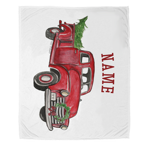 Vintage Christmas Truck Velveteen Plush Blanket