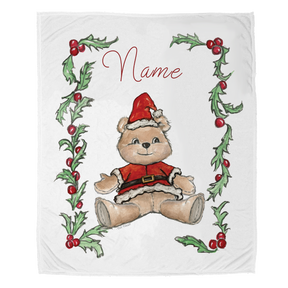 Santa Teddy Velveteen Plush Blanket