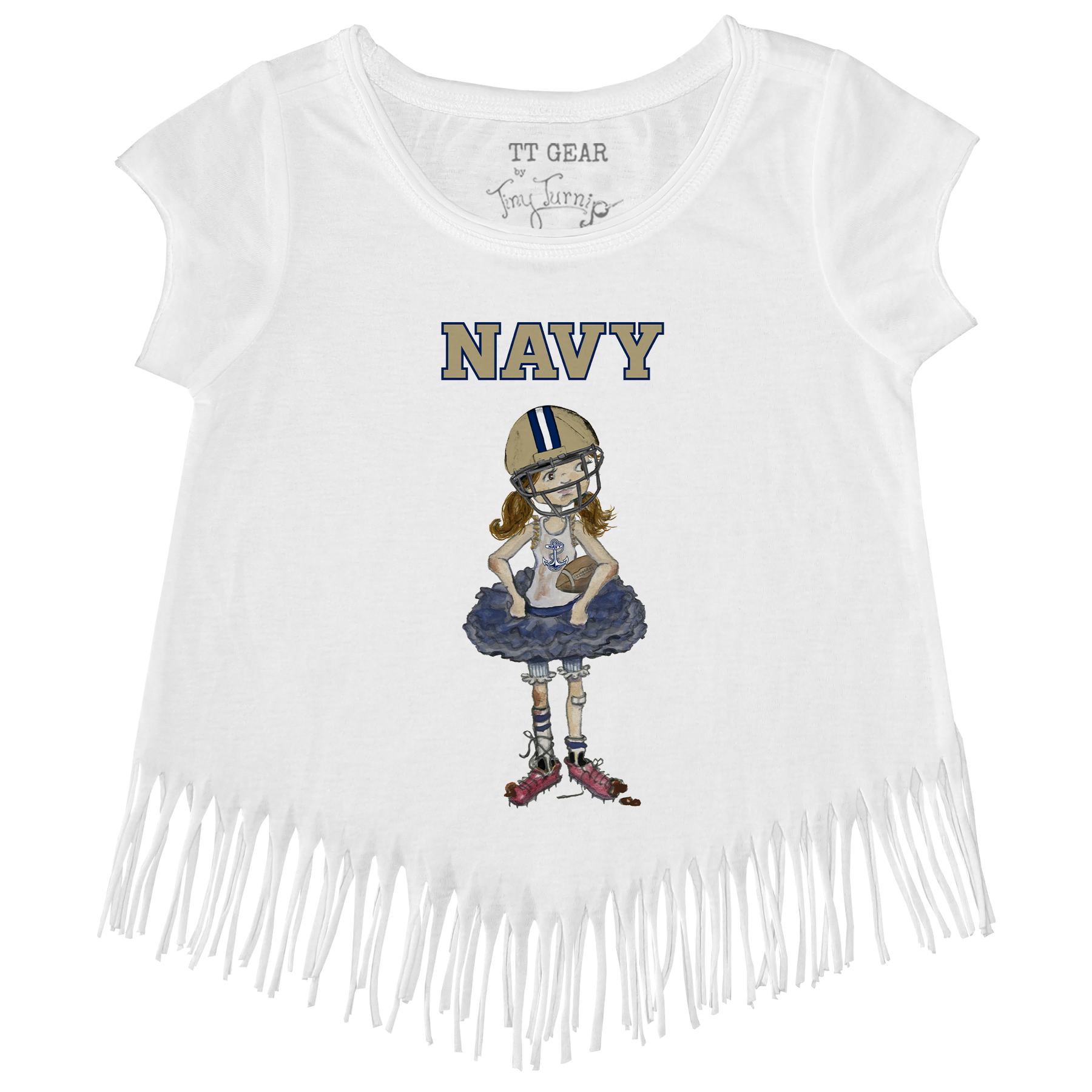 Navy Midshipmen Babes Fringe Tee
