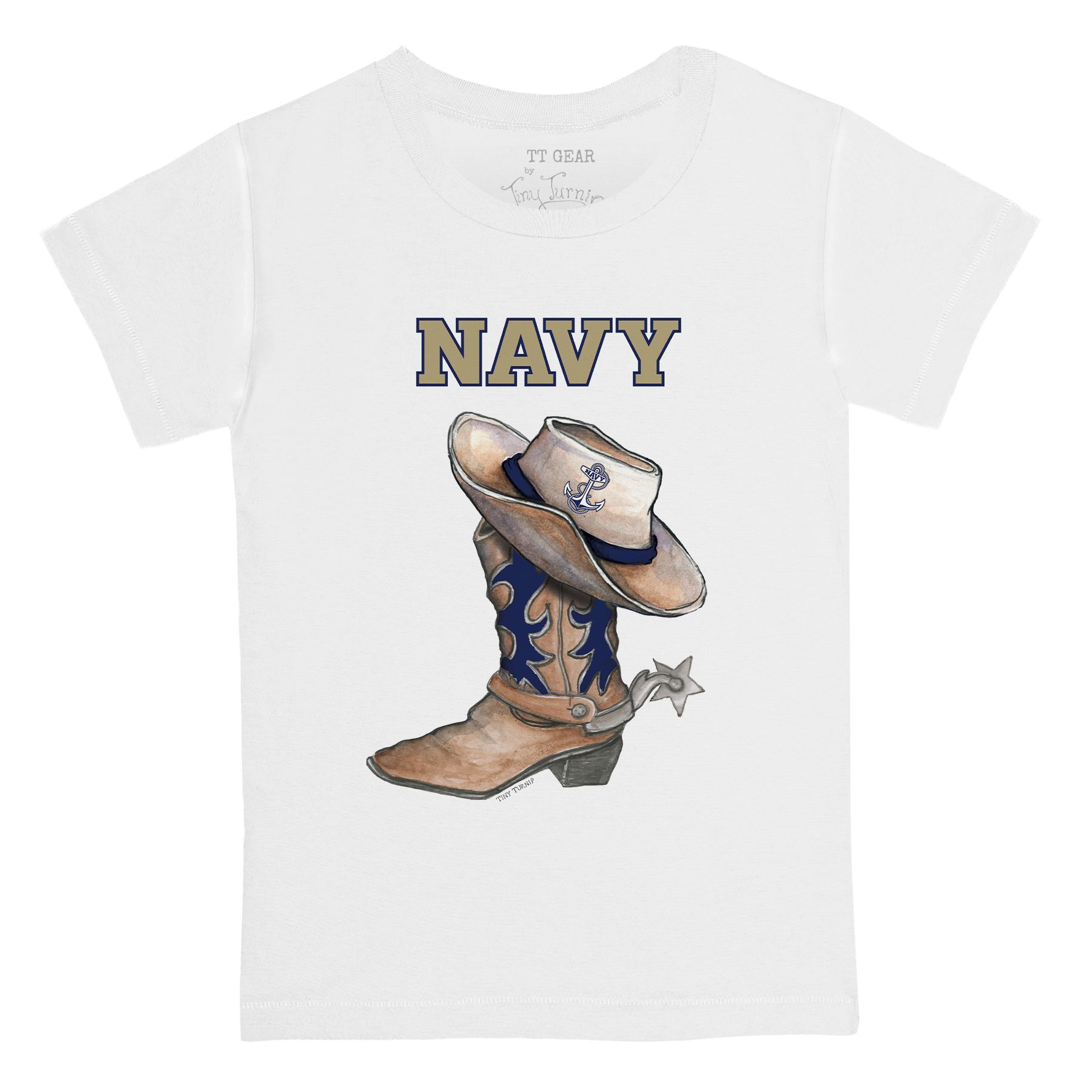 Navy Midshipmen Cowboy Boot Kid's Tee Shirt - Tiny Turnip