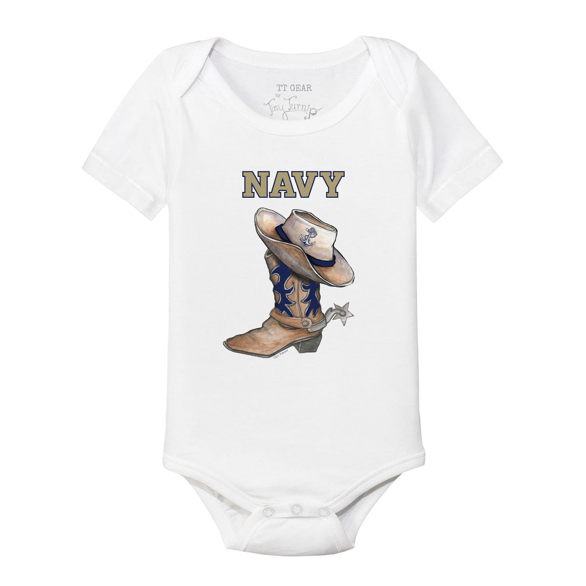 Navy Midshipmen Cowboy Boot Short Sleeve Snapper