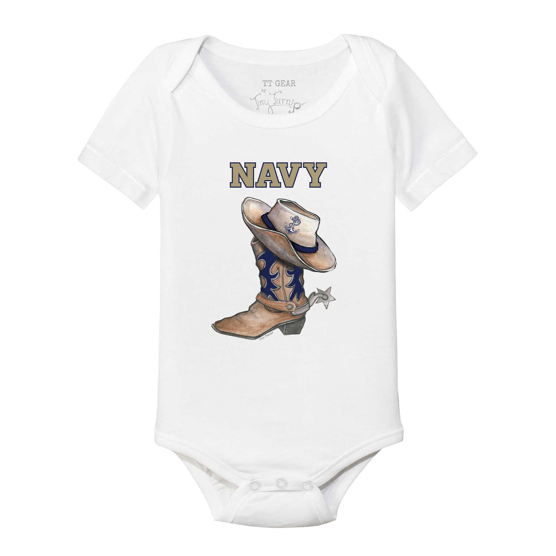Navy Midshipmen Cowboy Boot Short Sleeve Snapper
