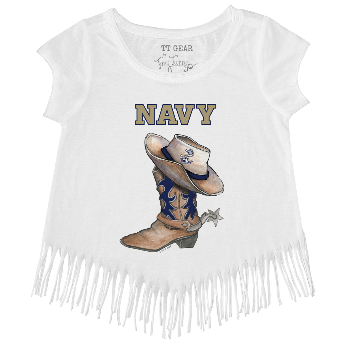 Navy Midshipmen Cowboy Boot Fringe Tee