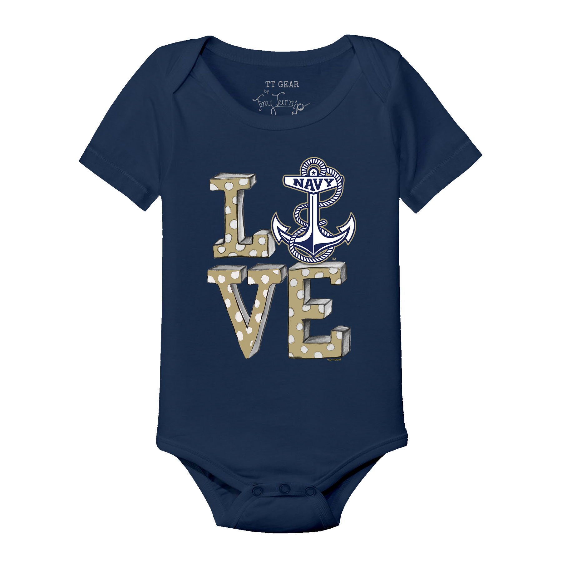 Navy Midshipmen LOVE Short Sleeve Snapper