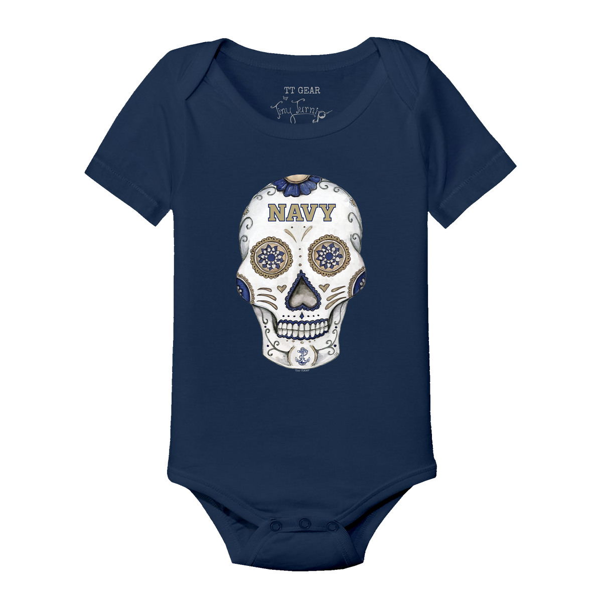 Navy Midshipmen Sugar Skull Short Sleeve Snapper