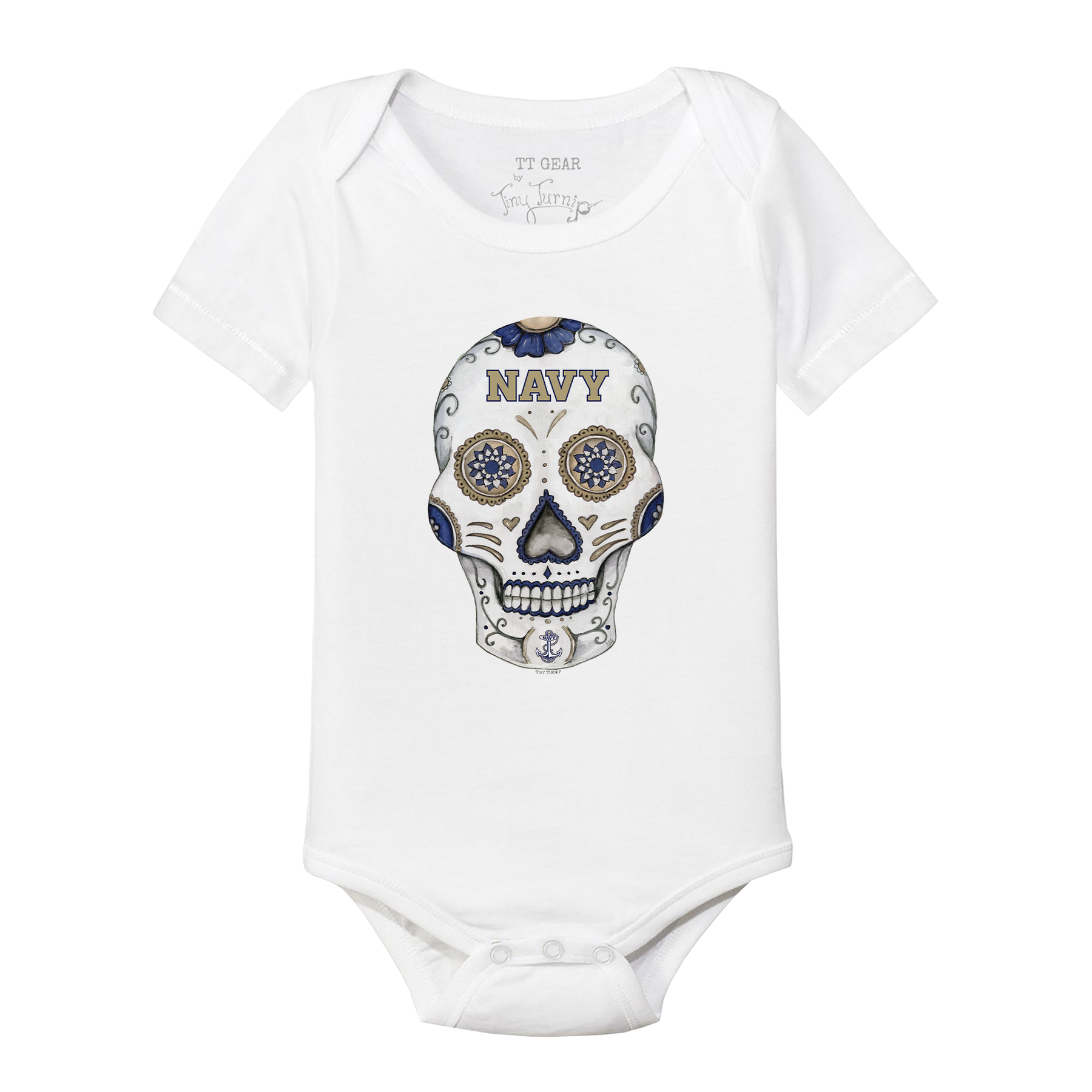Navy Midshipmen Sugar Skull Short Sleeve Snapper