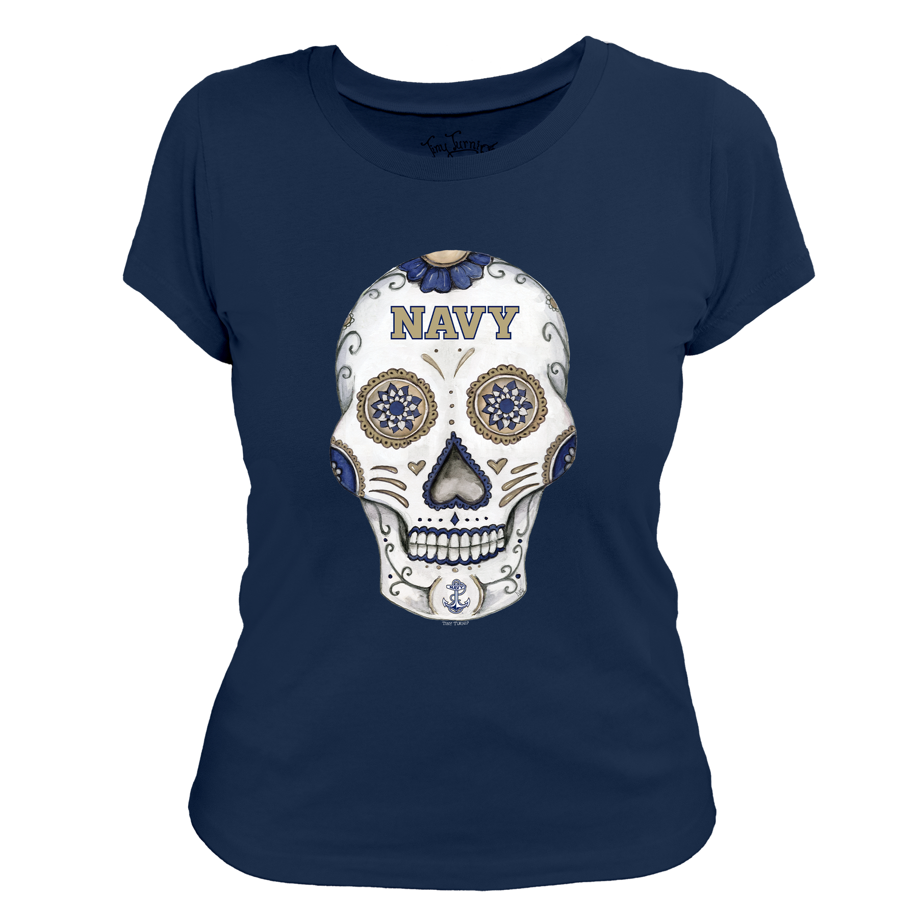 Navy Midshipmen Sugar Skull Women's Tee Shirt