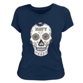 Navy Midshipmen Sugar Skull Women's Tee Shirt