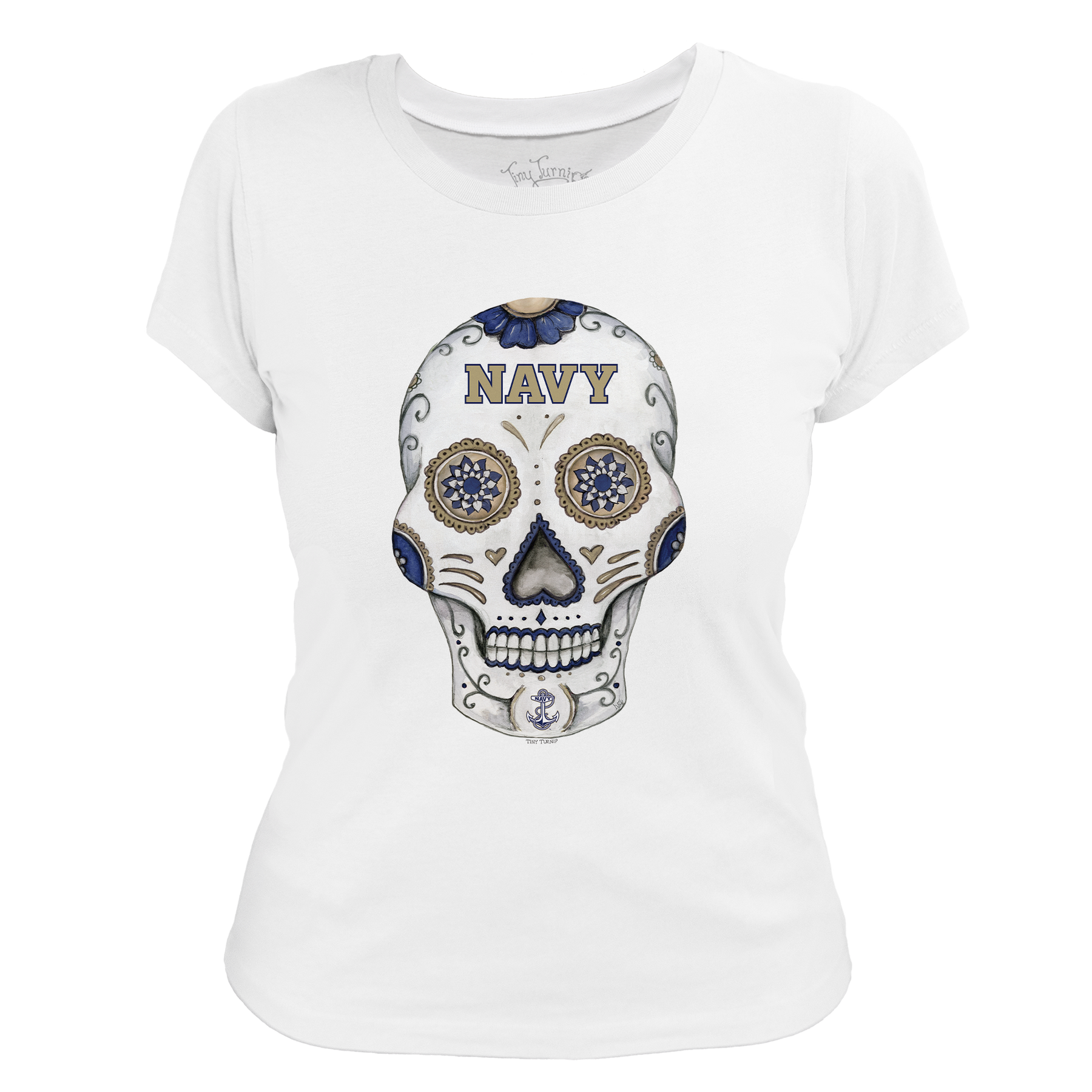 Navy Midshipmen Sugar Skull Women's Tee Shirt