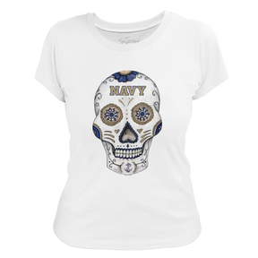 Navy Midshipmen Sugar Skull Women's Tee Shirt