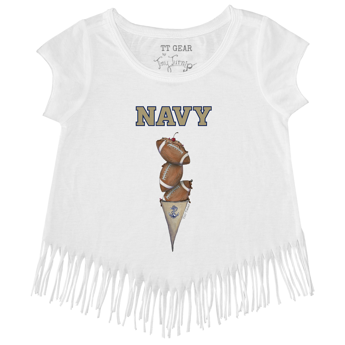 Navy Midshipmen Football Triple Scoop Scoop Fringe Tee