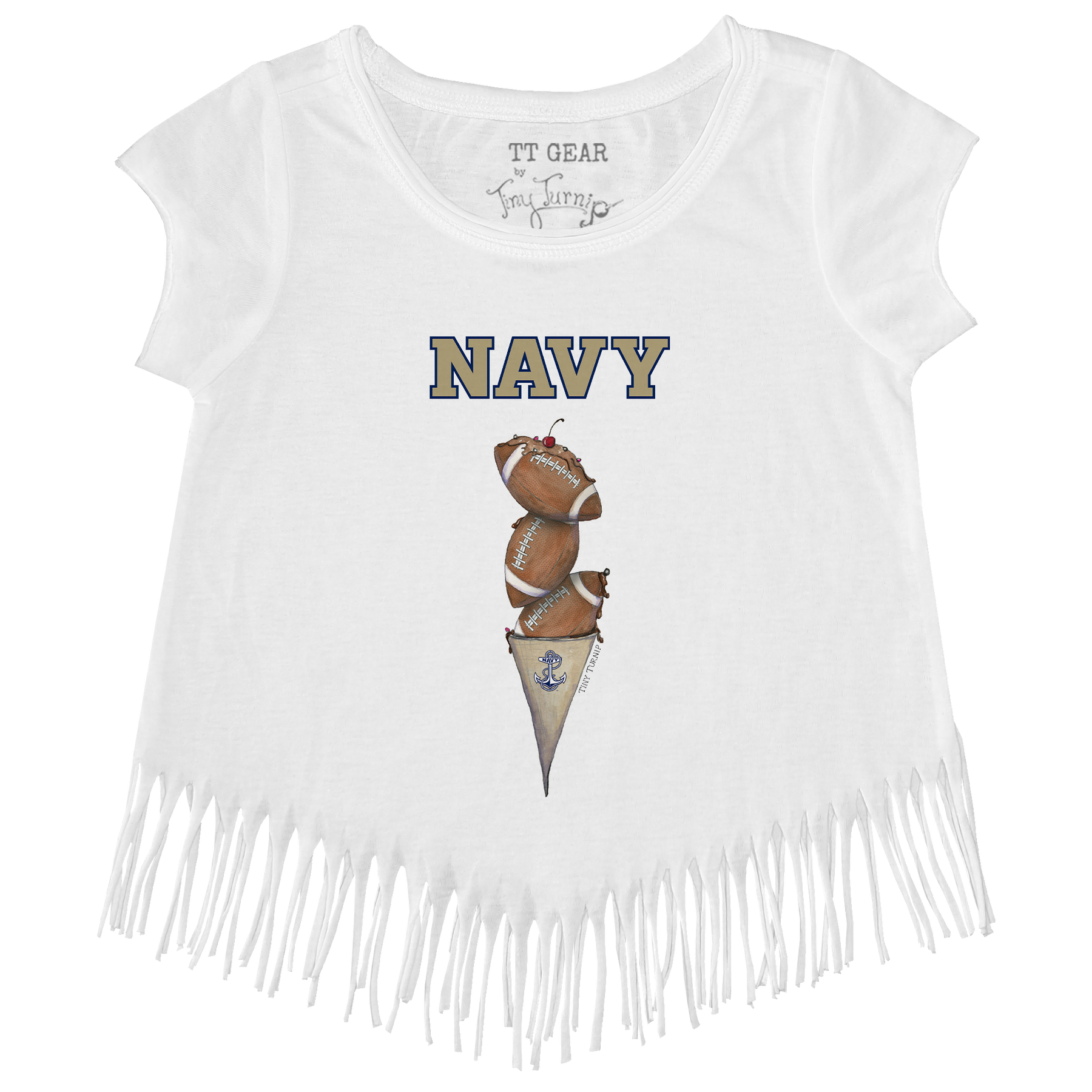 Navy Midshipmen Football Triple Scoop Scoop Fringe Tee