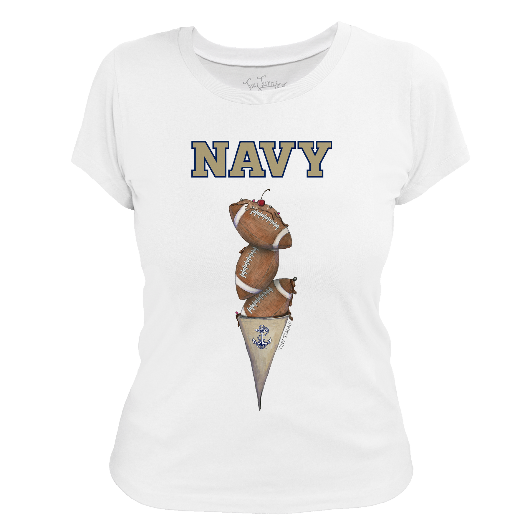 Navy Midshipmen Football Triple Scoop Women's Tee Shirt
