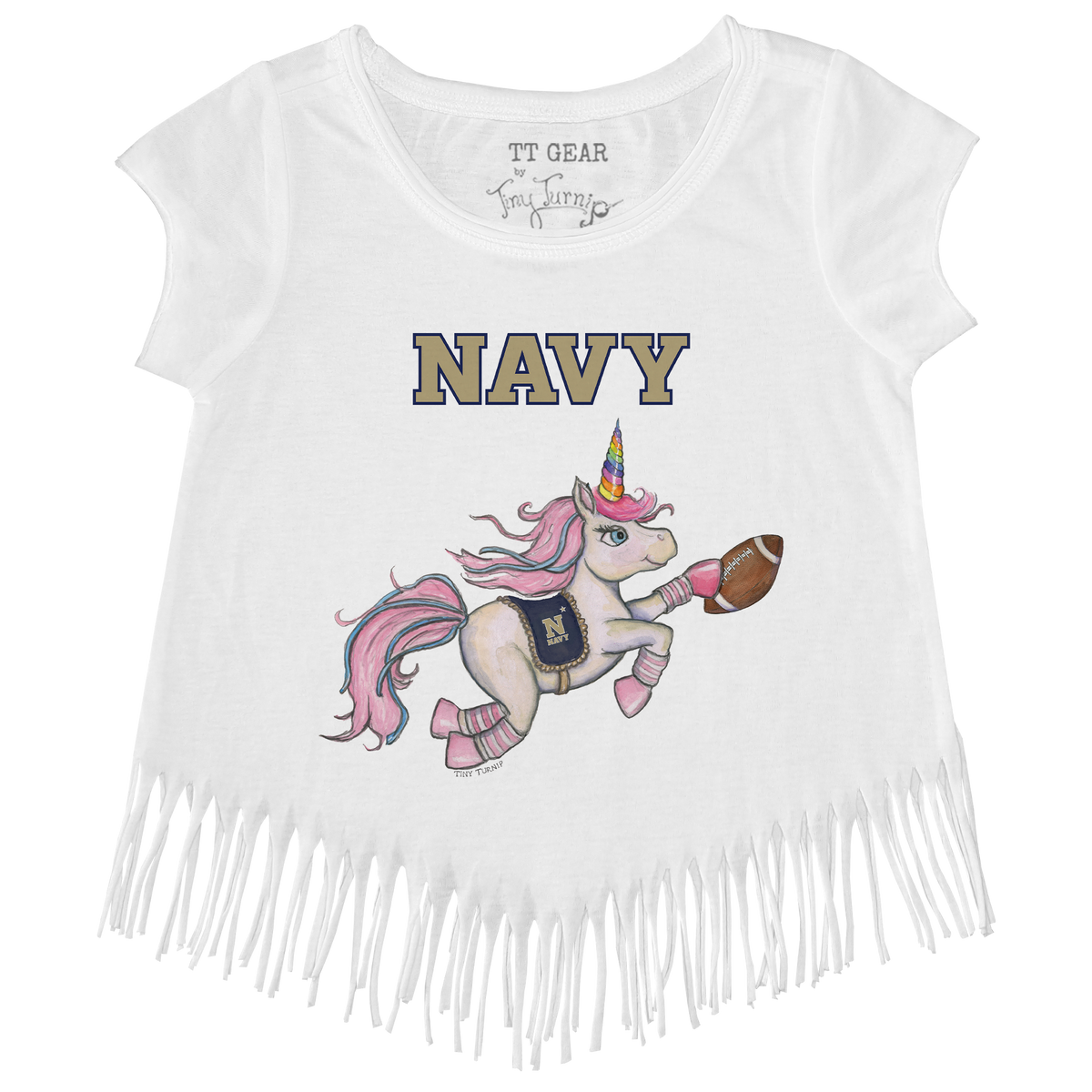 Navy Midshipmen Unicorn Fringe Tee