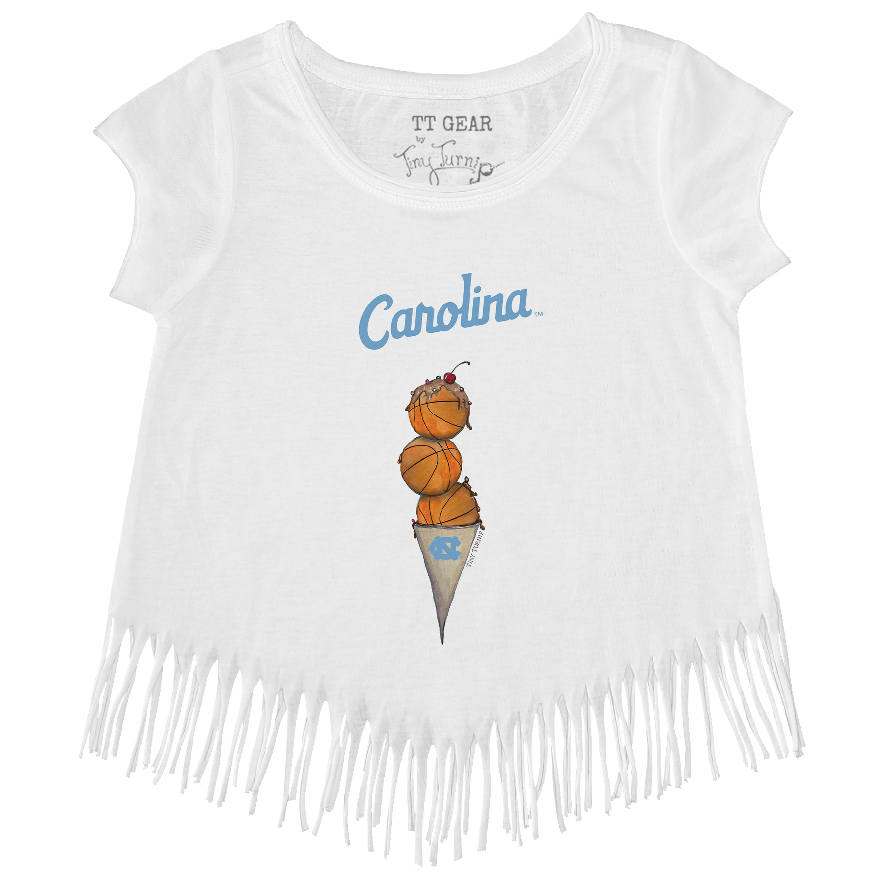 North Carolina Tar Heels Basketball Triple Scoop Fringe Tee