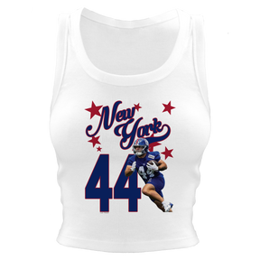 VIP Football: Photo Stars w/ Name, Number - Crop Tank - Tiny Turnip