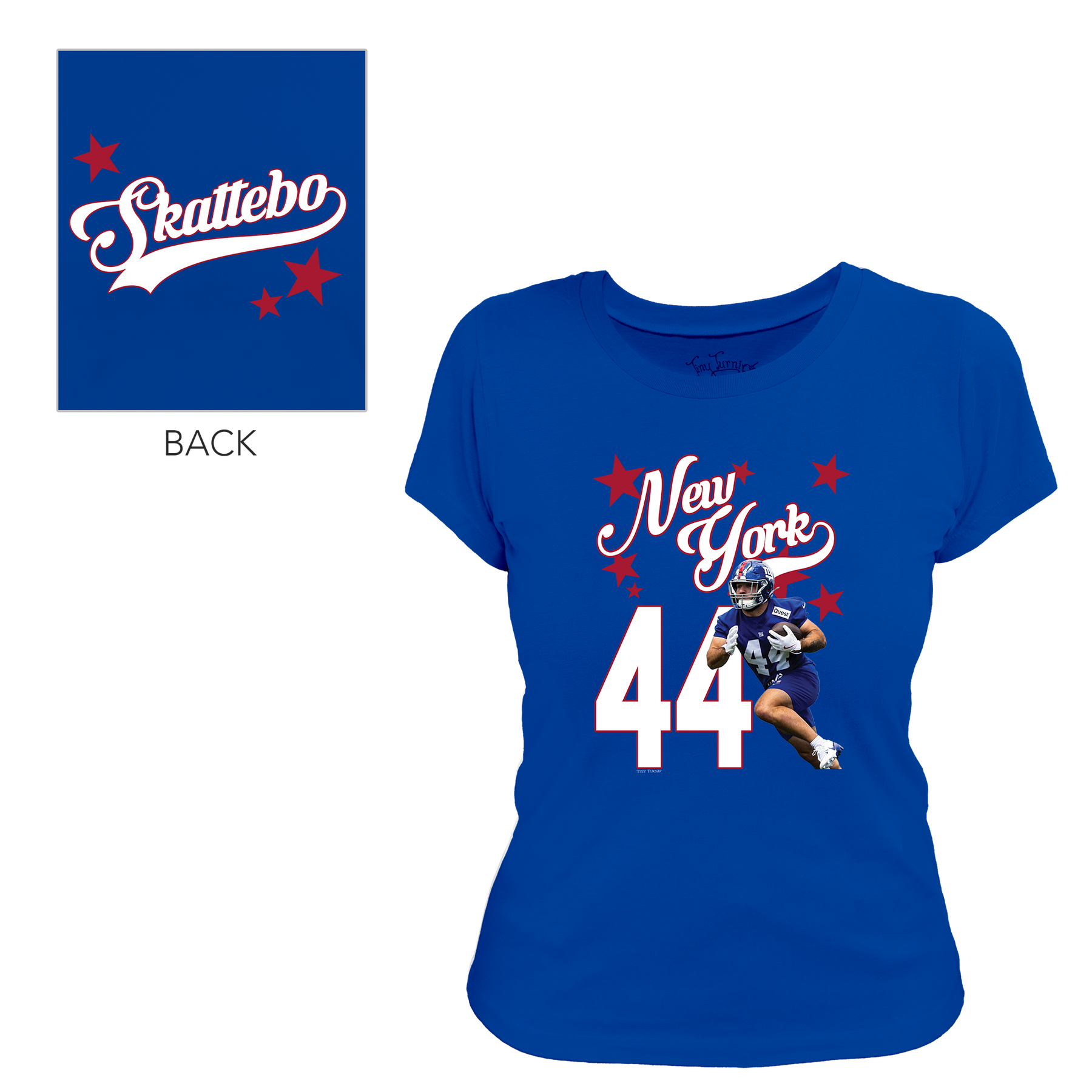 VIP Football: Photo Stars w/ Name, Number - Women's Tee Shirt - Tiny Turnip