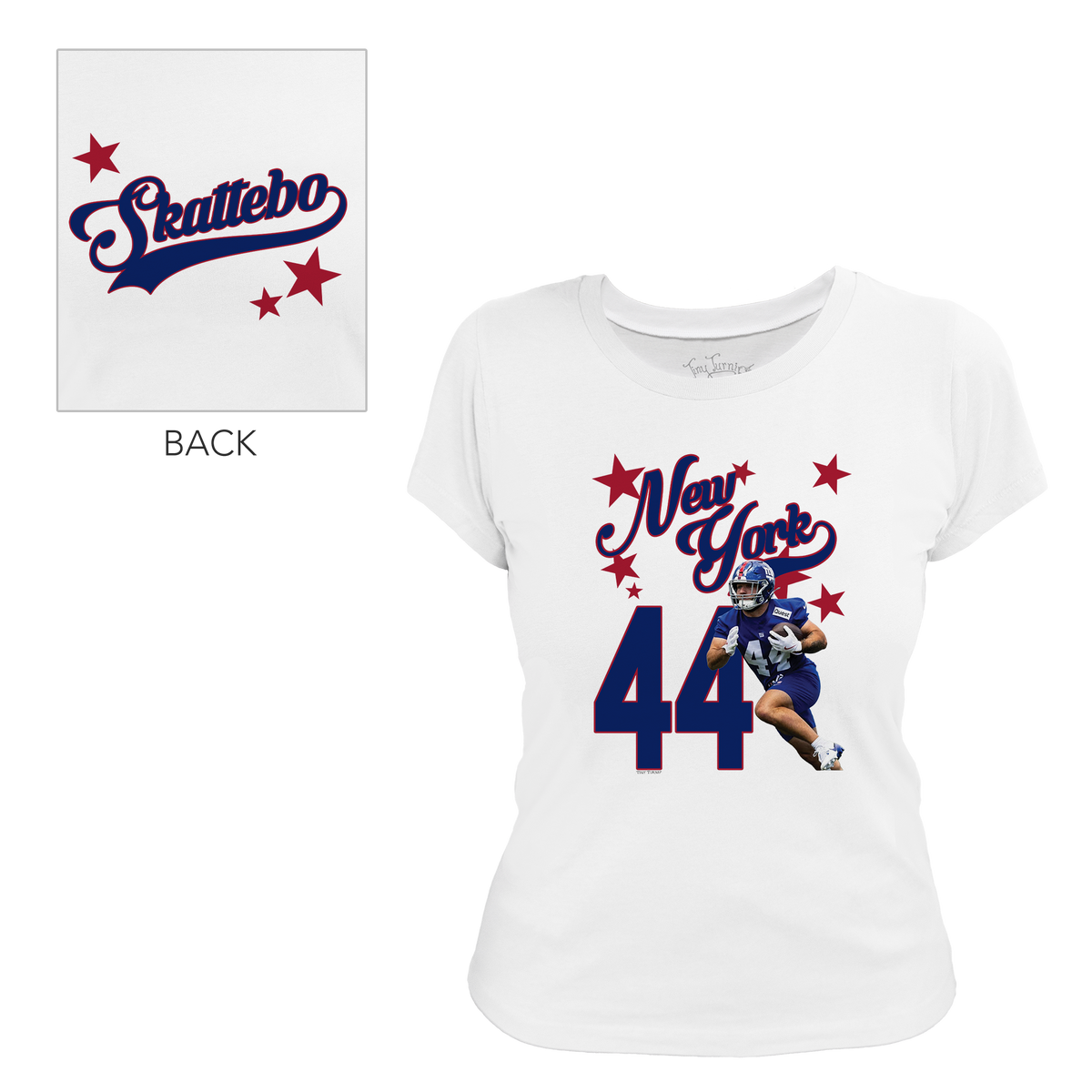 VIP Football: Photo Stars w/ Name, Number - Women's Tee Shirt - Tiny Turnip
