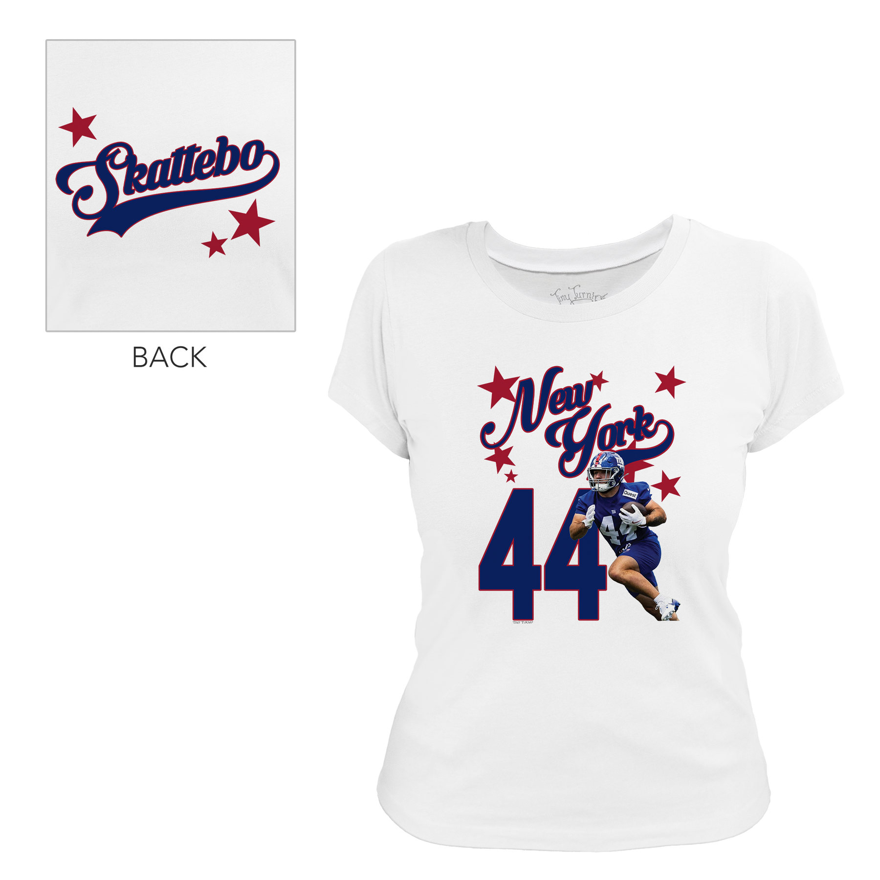 VIP Football: Photo Stars w/ Name, Number - Women's Tee Shirt - Tiny Turnip